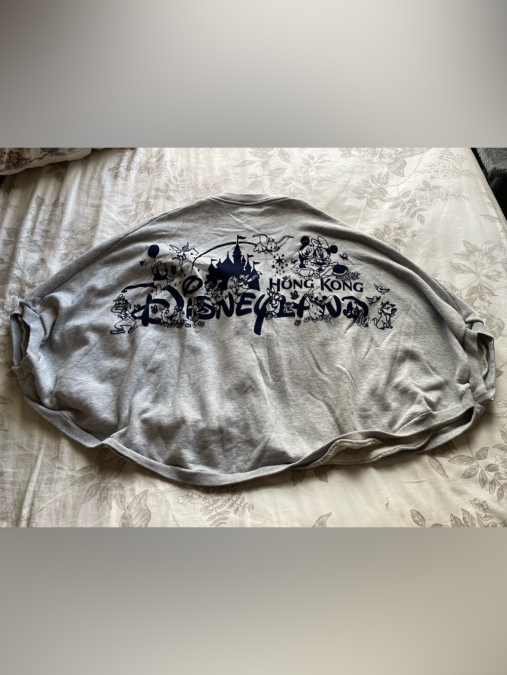 Vintage Disneyland Hong Kong Grey Cropped Button Cardigan One Size Rare HTF 00s